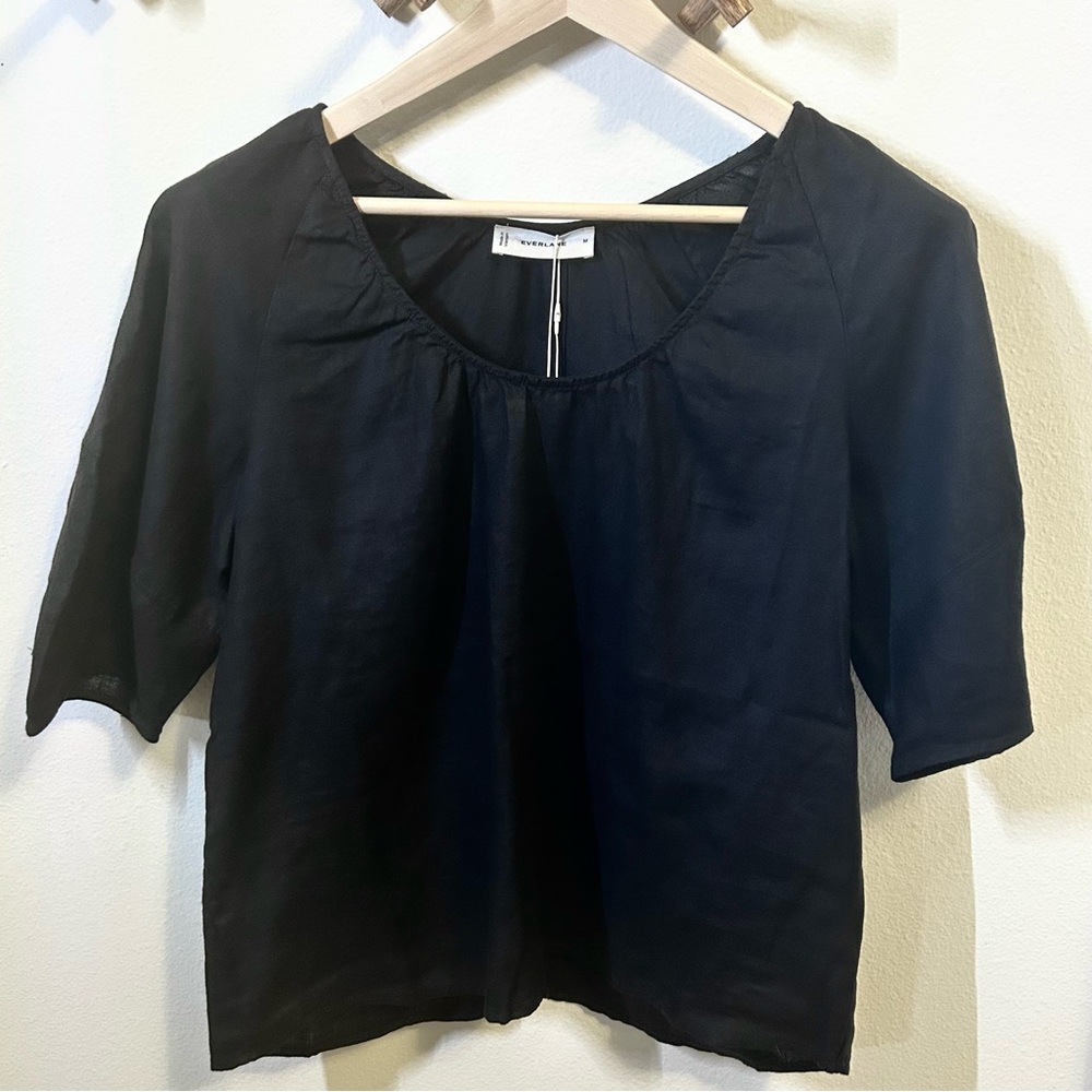 NWT Everlane The Scoop Top in Linen Black size M - Picture 5 of 10